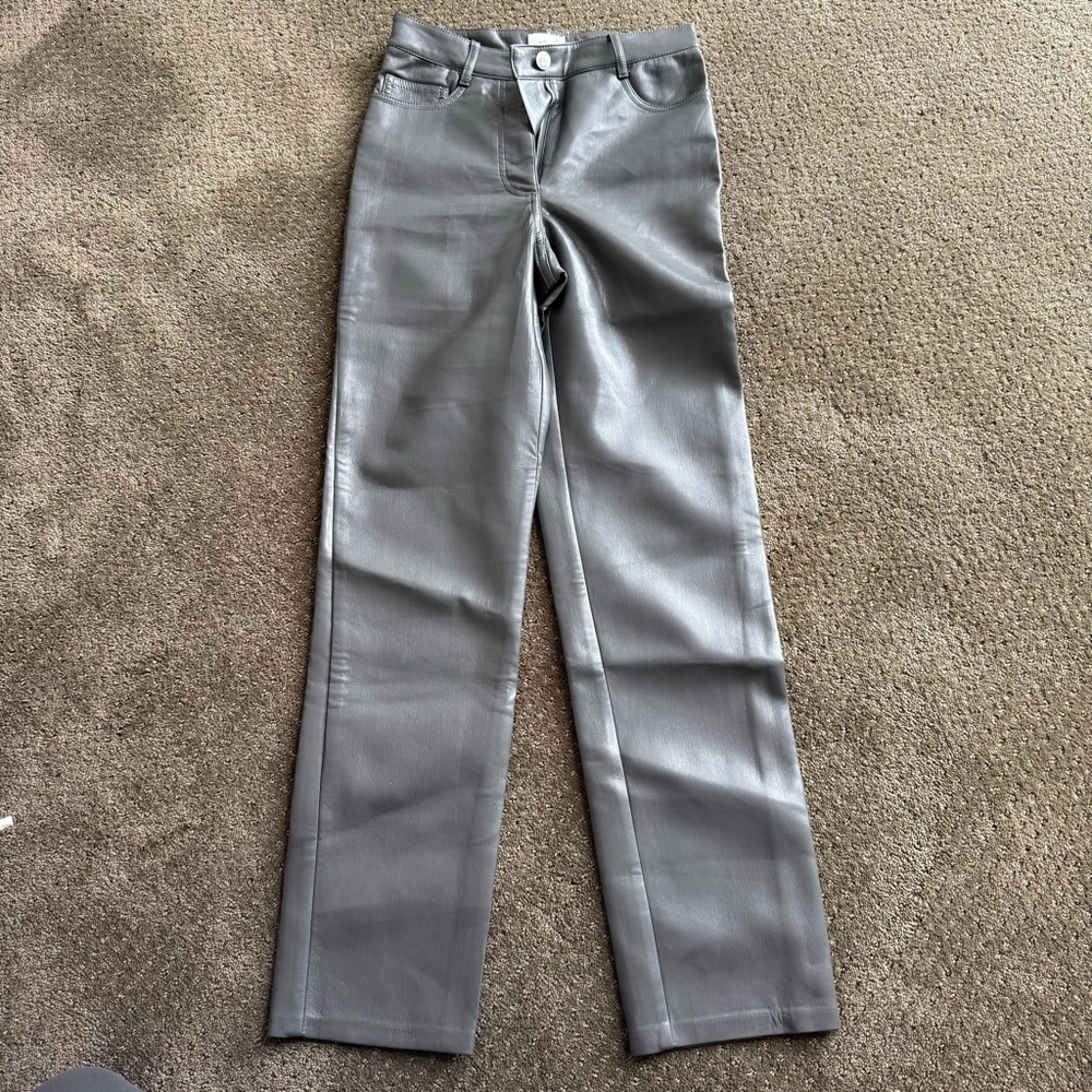 Wilfred Gray Straight Leg Leather Pants Classic Fit